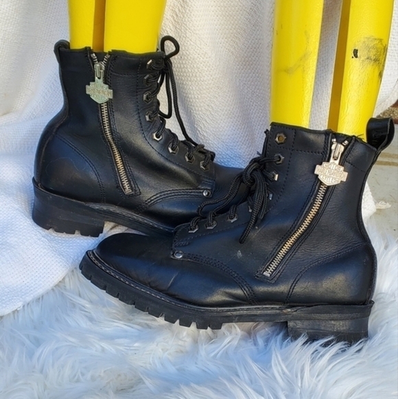 Harley Oil Reistant Leather zip boots 10 - Picture 9 of 13
